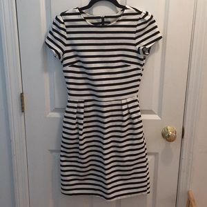 Maison Jules Black and White Striped Dress